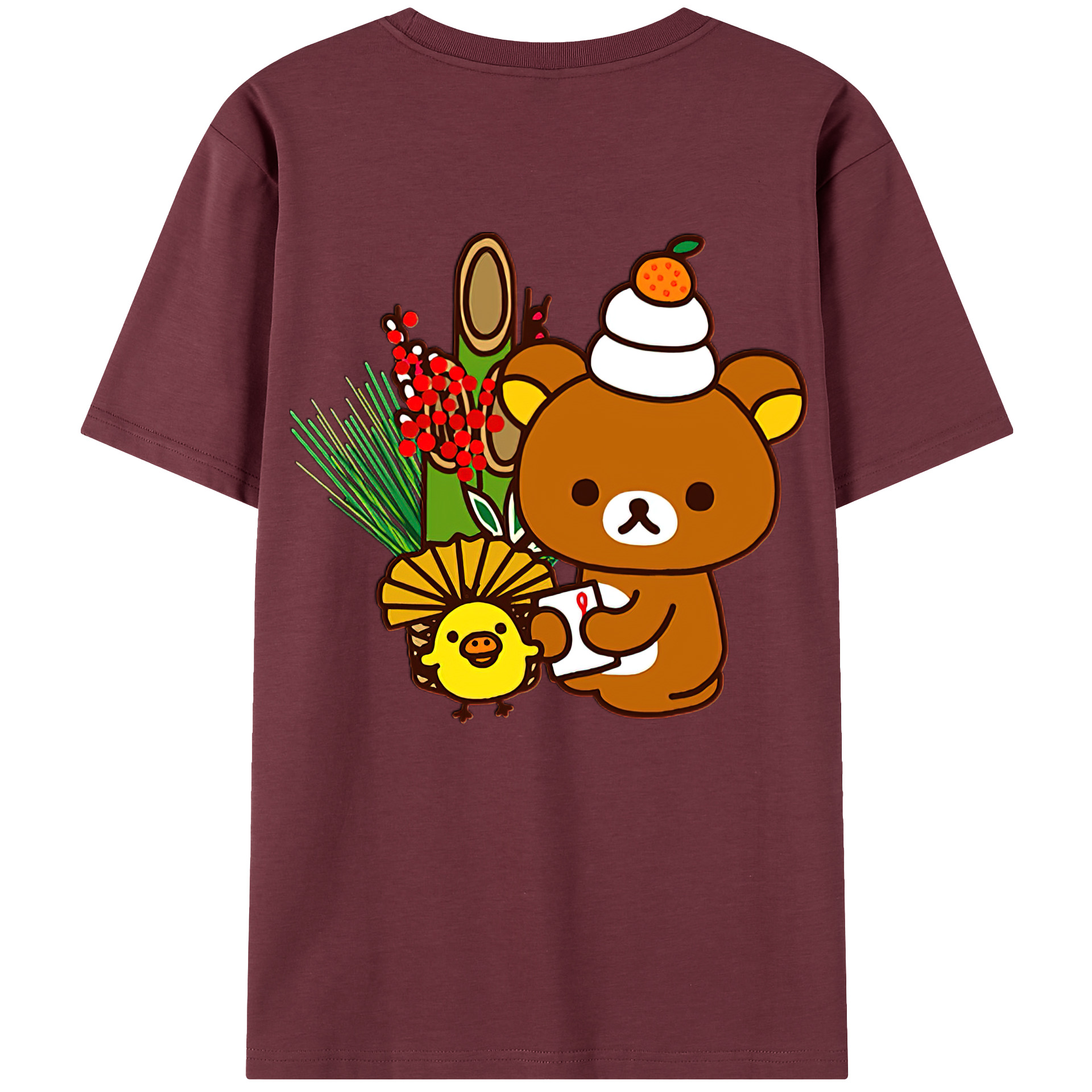 （画像用） リラックマ リラックマ キイロイトリ Rilakkuma Korilakkuma Kiiroitori 綿100％半袖Tシャツ（背面プリント）